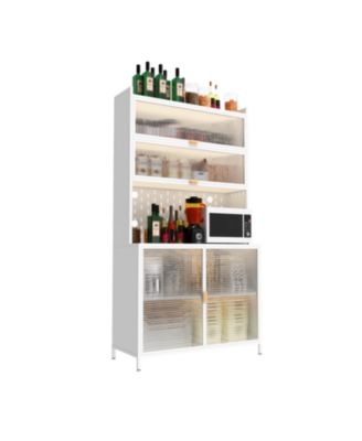 73" Kitchen Pantry Cabinet Flip Door Pegboard Storage
