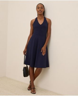 Women's Fit & Flare Gathered Halter Dress