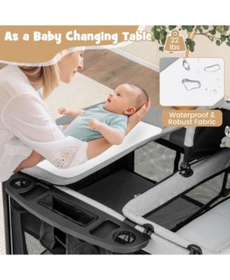 5 in 1 Portable Baby Playard Nursery Center w/ Cradle & Storage Basket