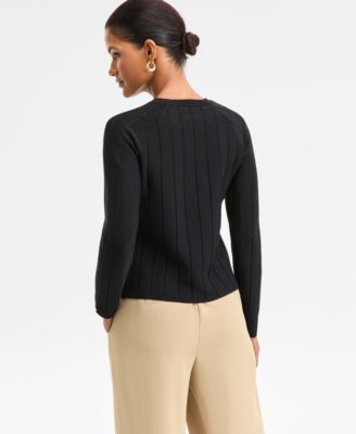 Women's Button-Trim Pointelle Sweater, Macy's Exclusive