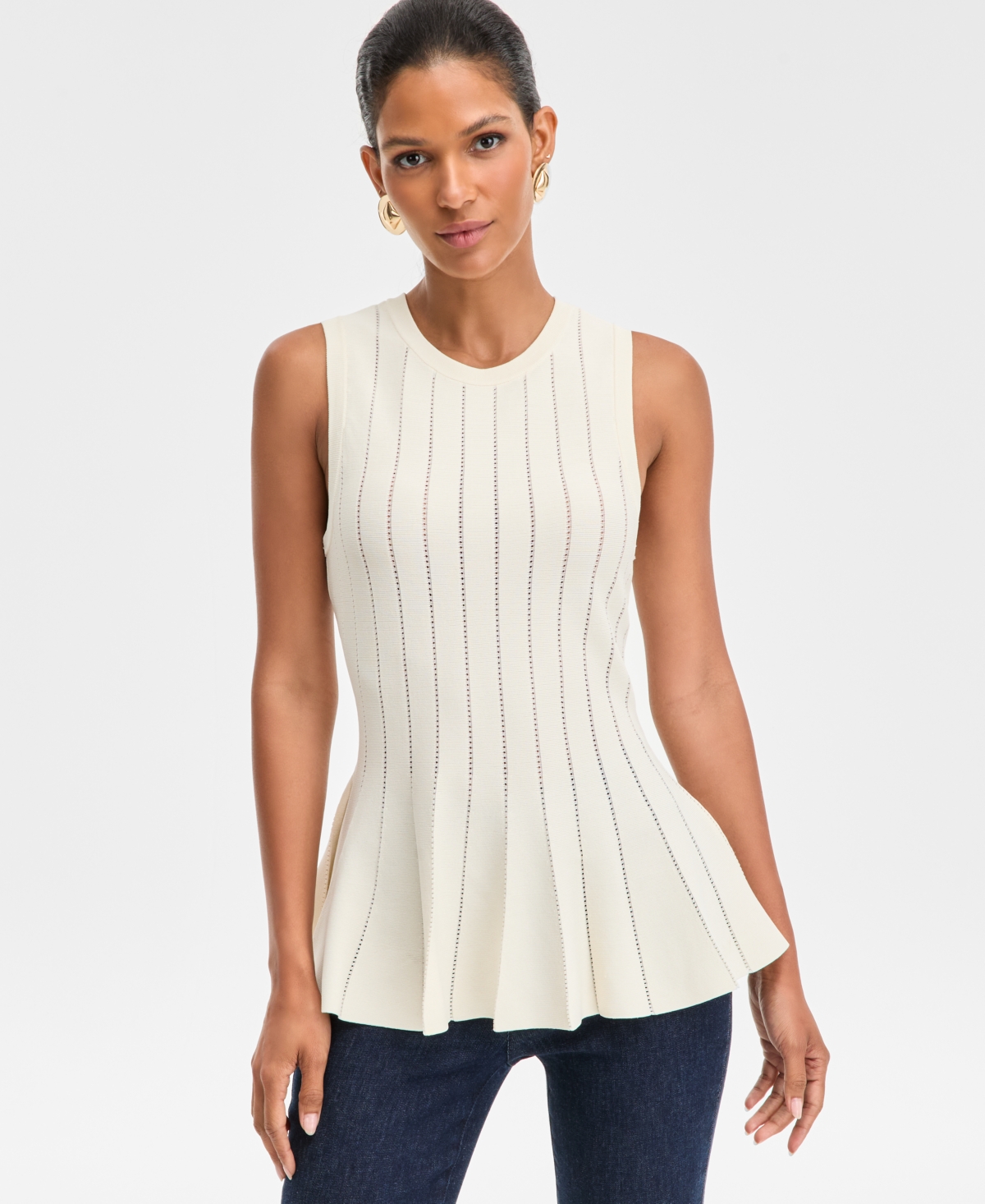 I.n.c. International Concepts Women's Godet-Pleat Sleeveless Sweater, Macy's Exclusive