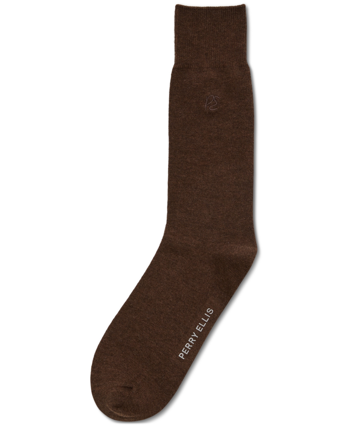 Perry Ellis Portfolio Men's Portfolio Flat Knit Logo Dress Socks In Brown