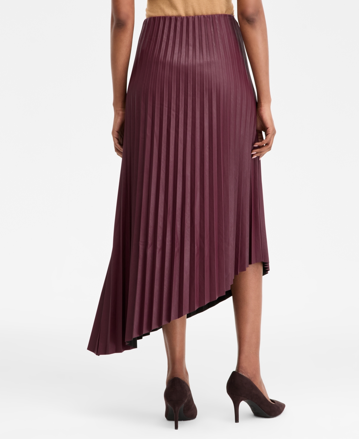 Inc International Concepts Women's Pleated Faux-leather Asymmetrical Skirt, Macy's Exclusive In Purple