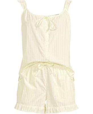 Women's Poplin 2 Piece Pajama Set - Tank Top and Shorts