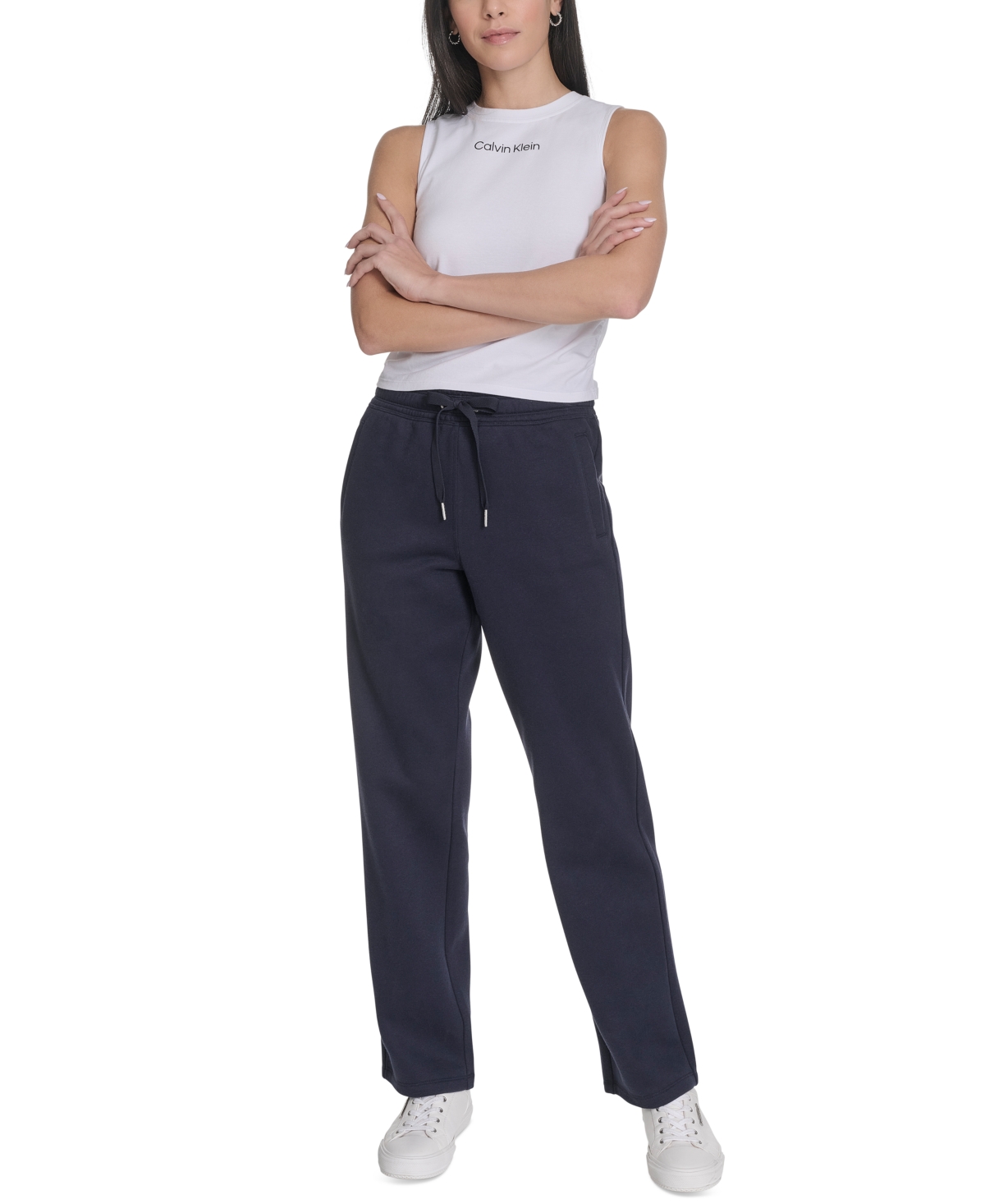 Calvin Klein Performance Women's High-waist Relaxed Sweatpants In Blue