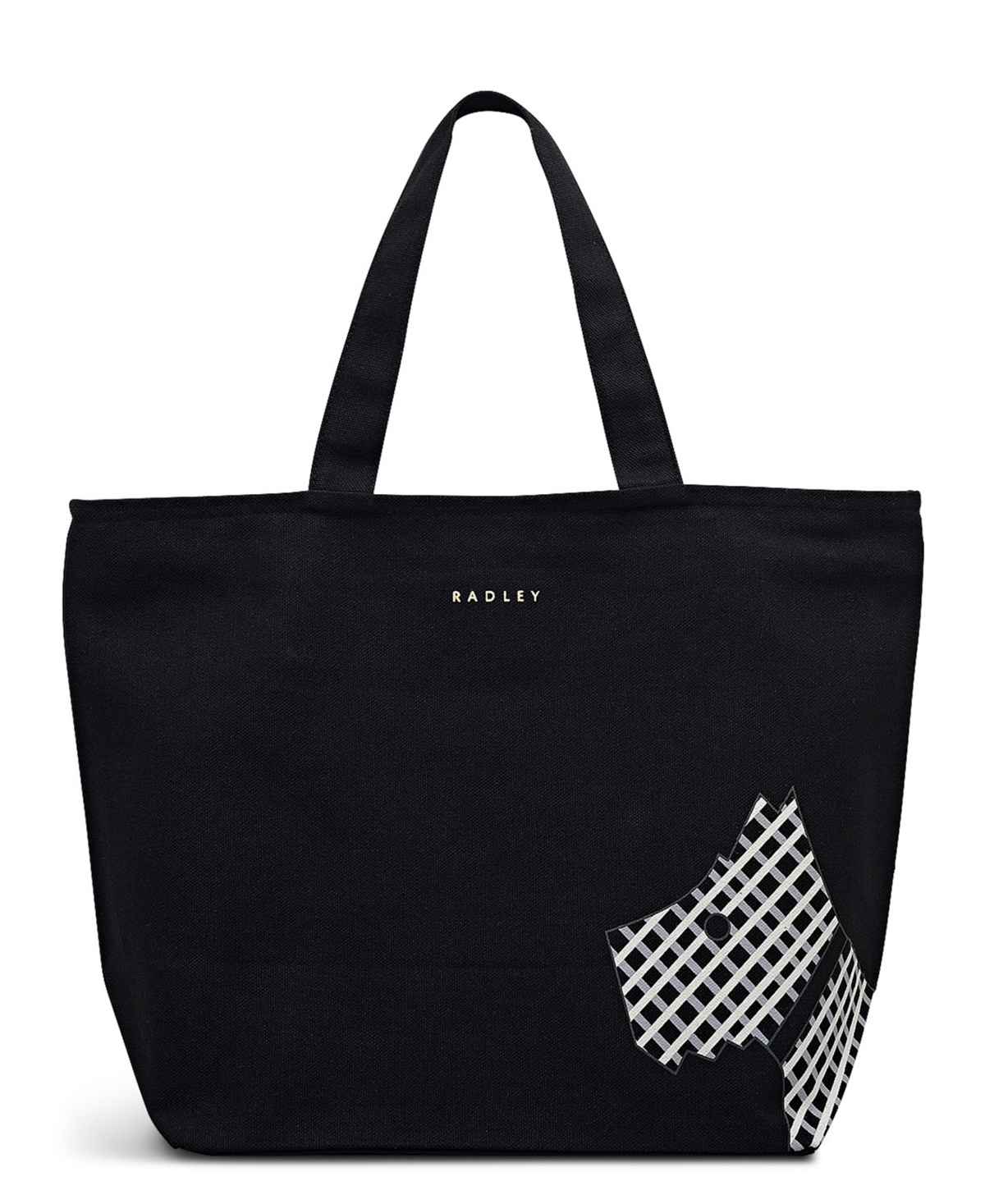 Face To Face Check Large Zip Top Tote Bag - Black
