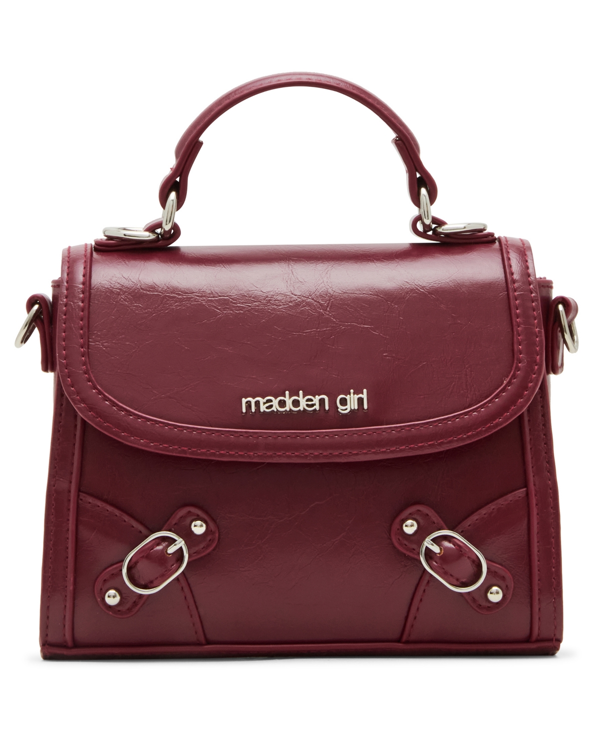 Madden Girl Lilithc Crinkle Top Handle Satchel Bag In Burgundy