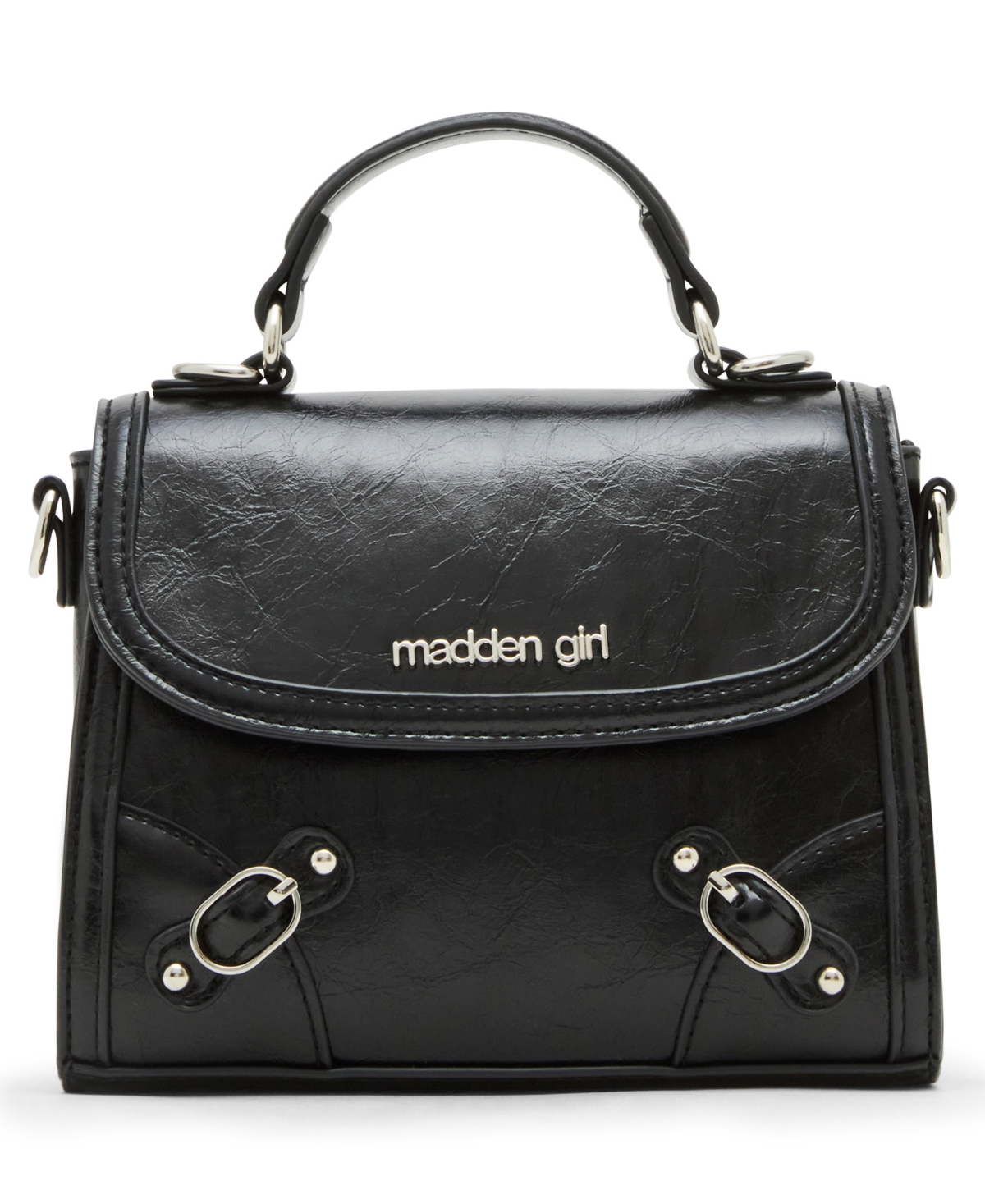 Madden Girl Lilithc Crinkle Top Handle Satchel Bag In Black