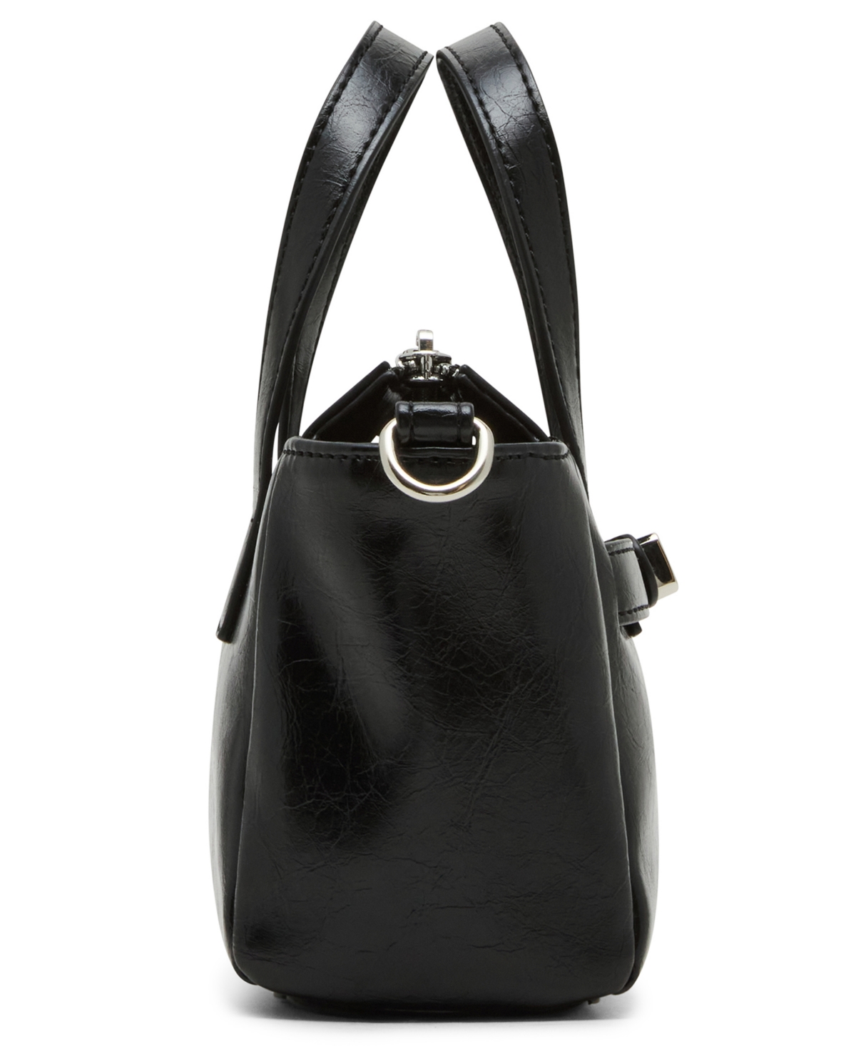 Madden Girl Cathc Crinkle Zipper Satchel Bag In Black