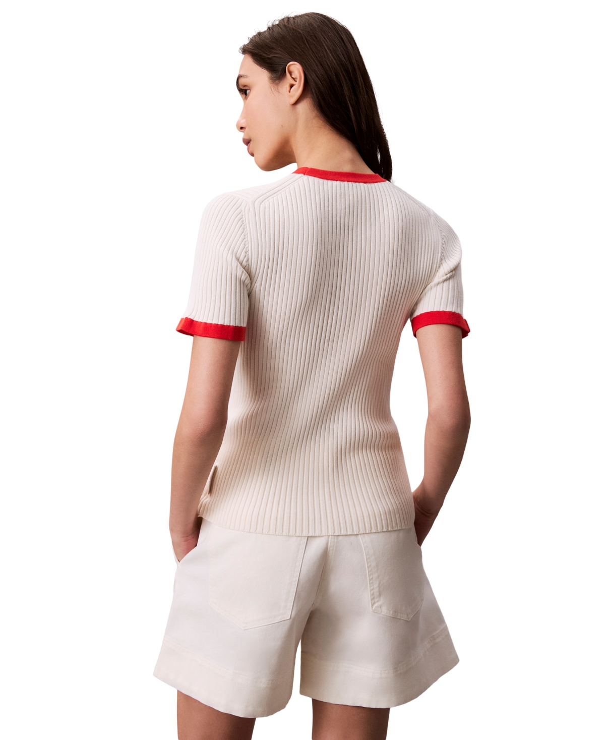 Calvin Klein Jeans Est.1978 Calvin Klein Women's Cotton Ribbed Slim T-shirt In Neutral