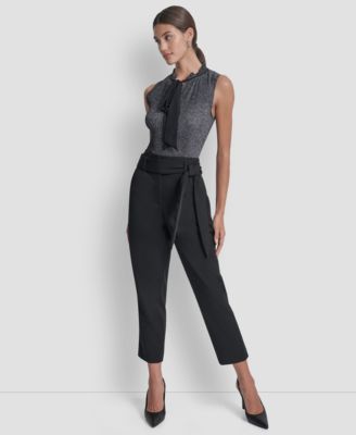 Women's Tie-Waist High-Rise Straight-Fit Pants 