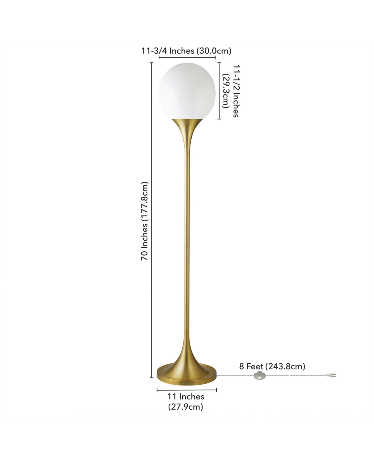 Hudson & Canal Mahdi 70" Metal Torchiere Floor Lamp With Glass Shade