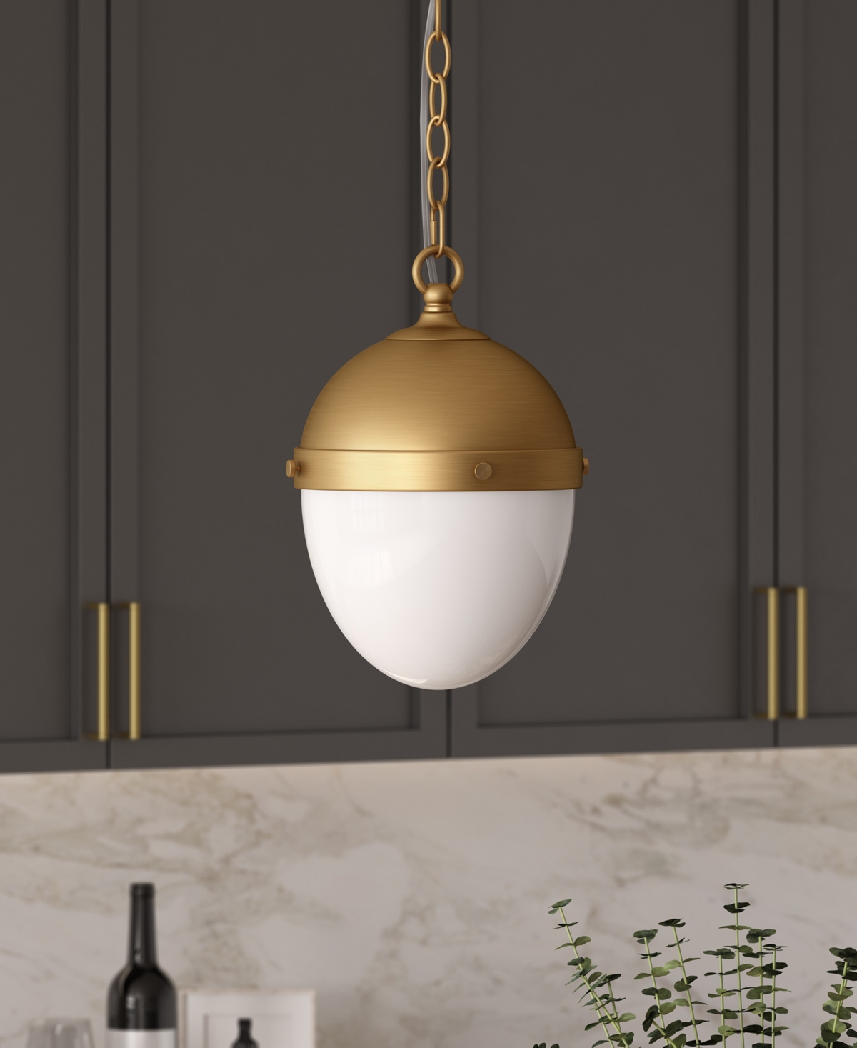 Hudson & Canal Aurelia 13" Metal Pendant With Glass Shade In Gold