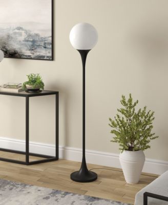 Mahdi 70" Metal Torchiere Floor Lamp with Glass Shade