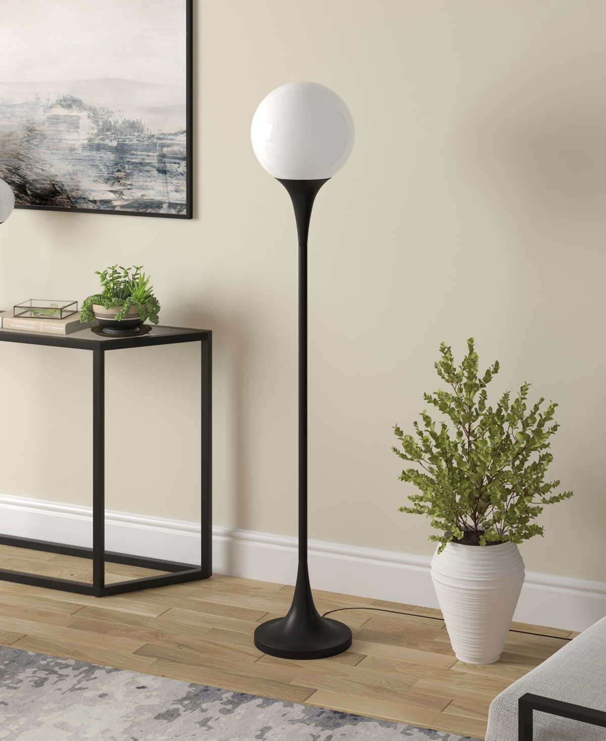 Hudson & Canal Mahdi 70" Metal Torchiere Floor Lamp With Glass Shade
