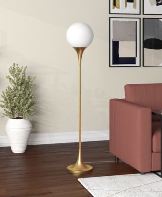 Mahdi 70" Metal Torchiere Floor Lamp with Glass Shade