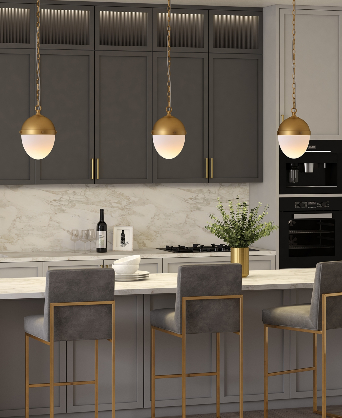 Hudson & Canal Aurelia 13" Metal Pendant With Glass Shade In Gold