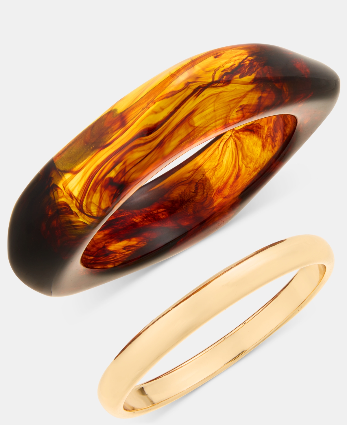 Inc International Concepts Tortoise Shell And Gold-tone Bracelets, Set Of 2, Macy's Exclusive In Brown