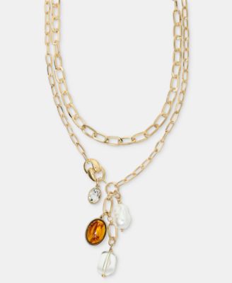 I.N.C. International Concepts - Mixed Charm Layered Lariat Necklace, 16-1/2" + 3" extender