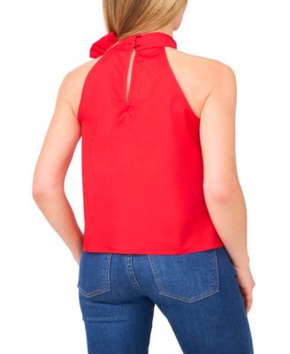 CeCe Women's Bow Halter Neck Sleeveless Blouse - Macy's
