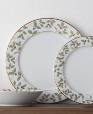 Holly & Berry Gold Set of 4 Dinner Plates, 10.50"