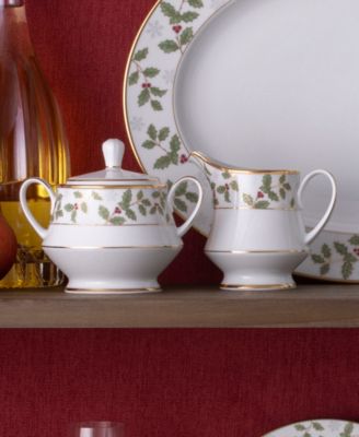 Holly & Berry Gold Sugar & Creamer Set