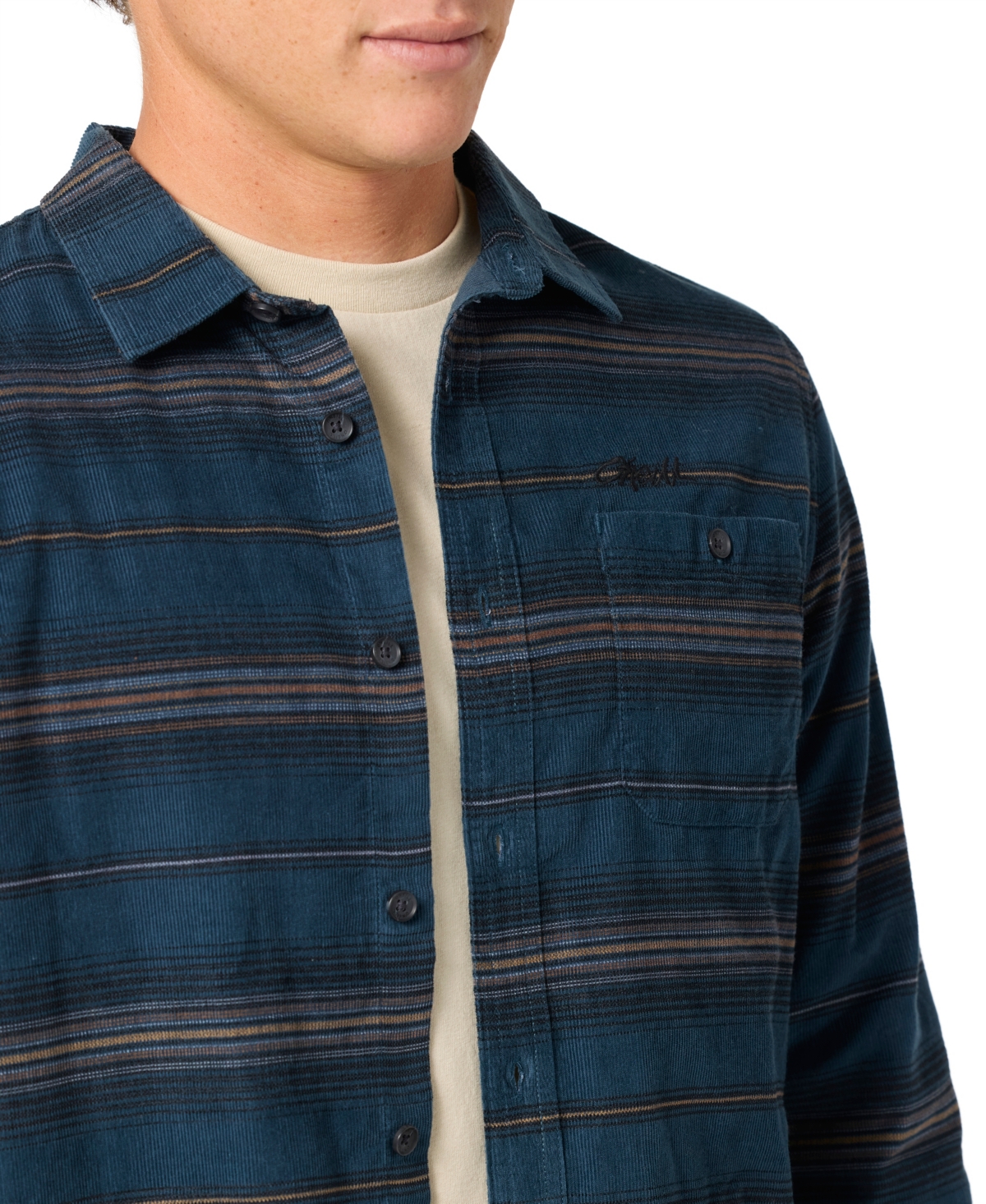 O'neill Caruso Stripe Corduroy Button-up Shirt In Blue