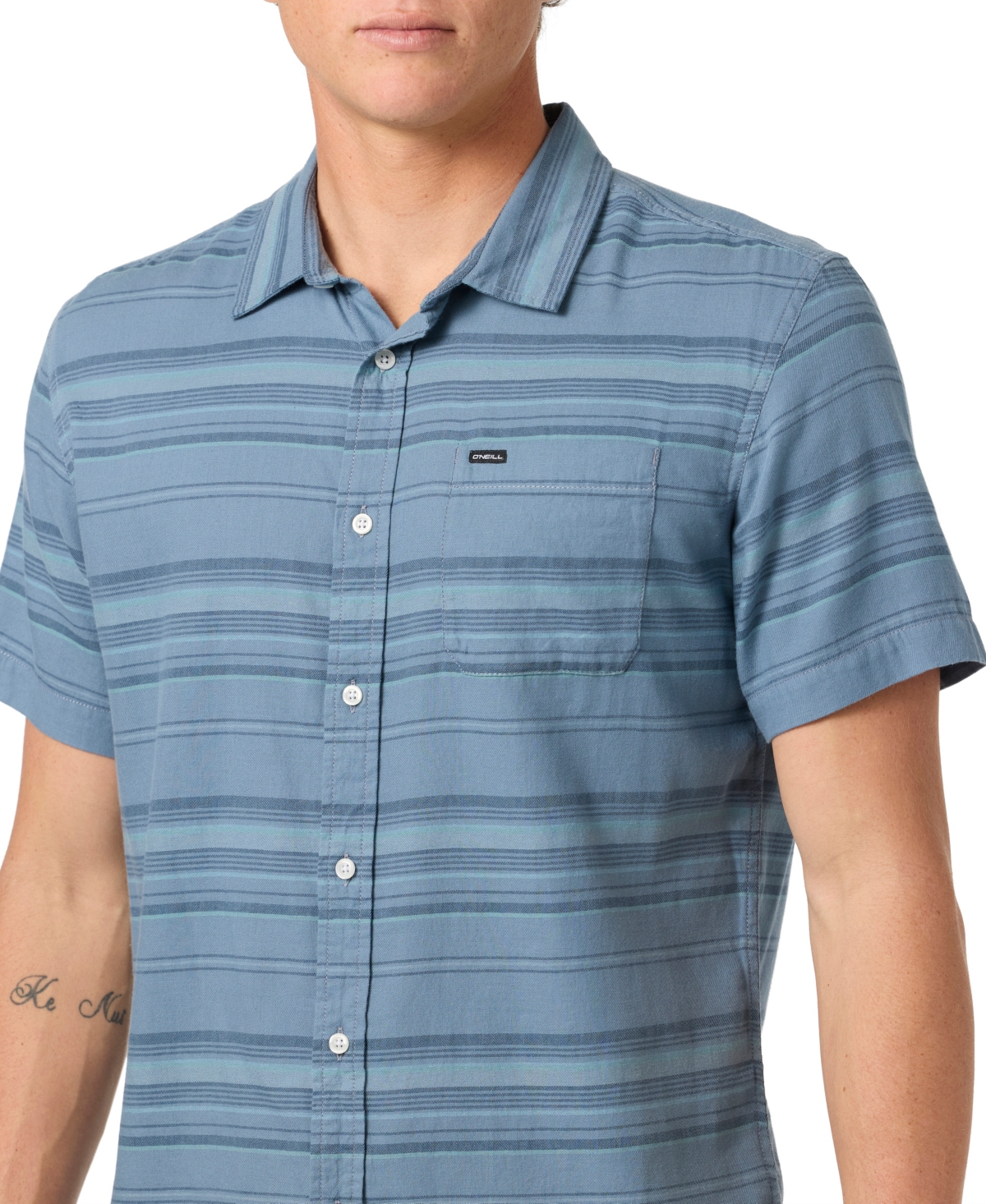 O'neill Seafaring Stripe Stretch Short Sleeve Button-up Shirt In Blue