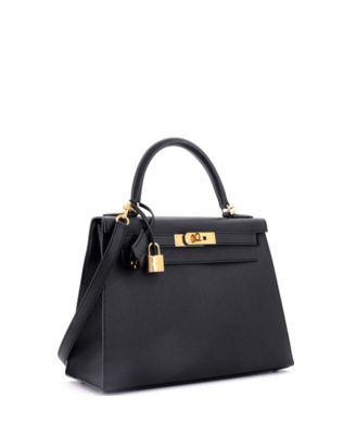 Pre-Owned Hermes Kelly 28 Handbag Black Epsom with Gold Hardware