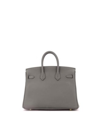 Pre-Owned Hermes Birkin 25 Handbag Grey Togo with Gold Hardware