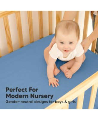 Waterproof Crib Sheets for Boys, Girls, 2pk Baby Fitted Crib Sheet, Waterproof Crib Mattress Protector Sheets