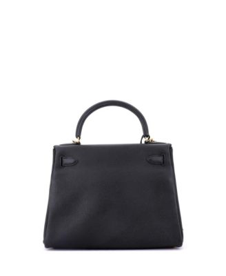 Pre-Owned Hermes Kelly 28 Handbag Black Togo with Gold Hardware
