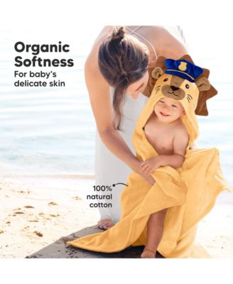 PlayPals Baby Towels with Hood for Girls, Boys, 100% Organic Soft Cotton Hooded Bath Towels for Newborn, Kids