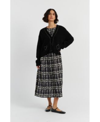 Women's Wool Cashmere Queen of Hearts Cardigan