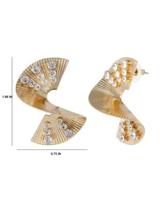 Sculpted Fan Crystal Earrings