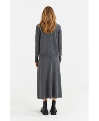 Women's Wool Cashmere Blend V Neck Collared Sweater