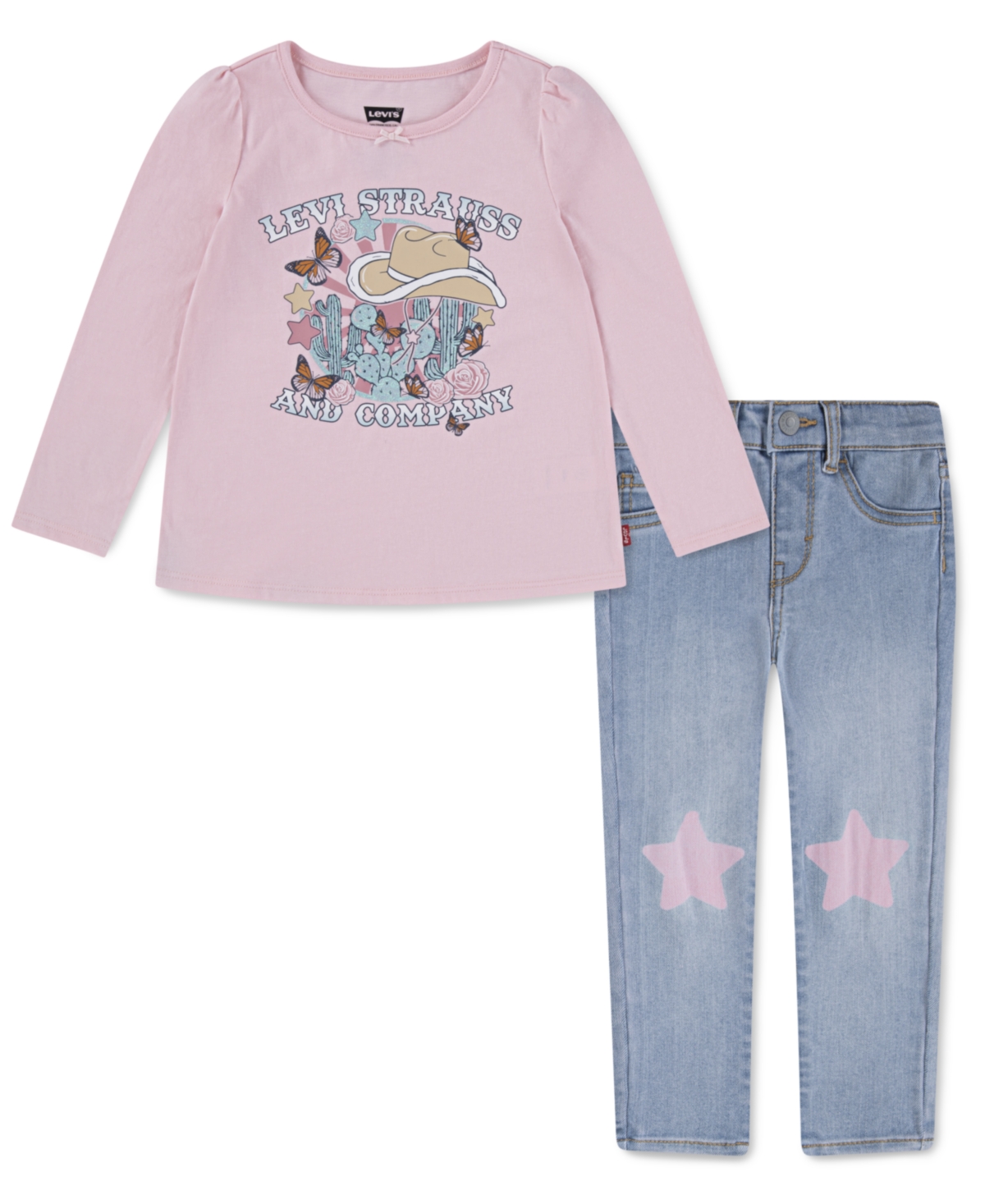 Levi's Toddler Girls 2-piece Western Top And Star Jeans Set In Multi