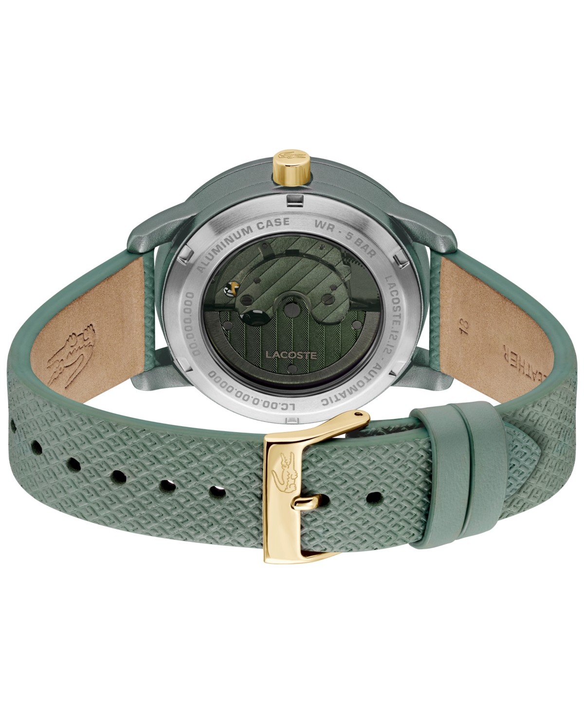 Lacoste Women's Automatic Green Leather Strap Watch, 38mm In Green