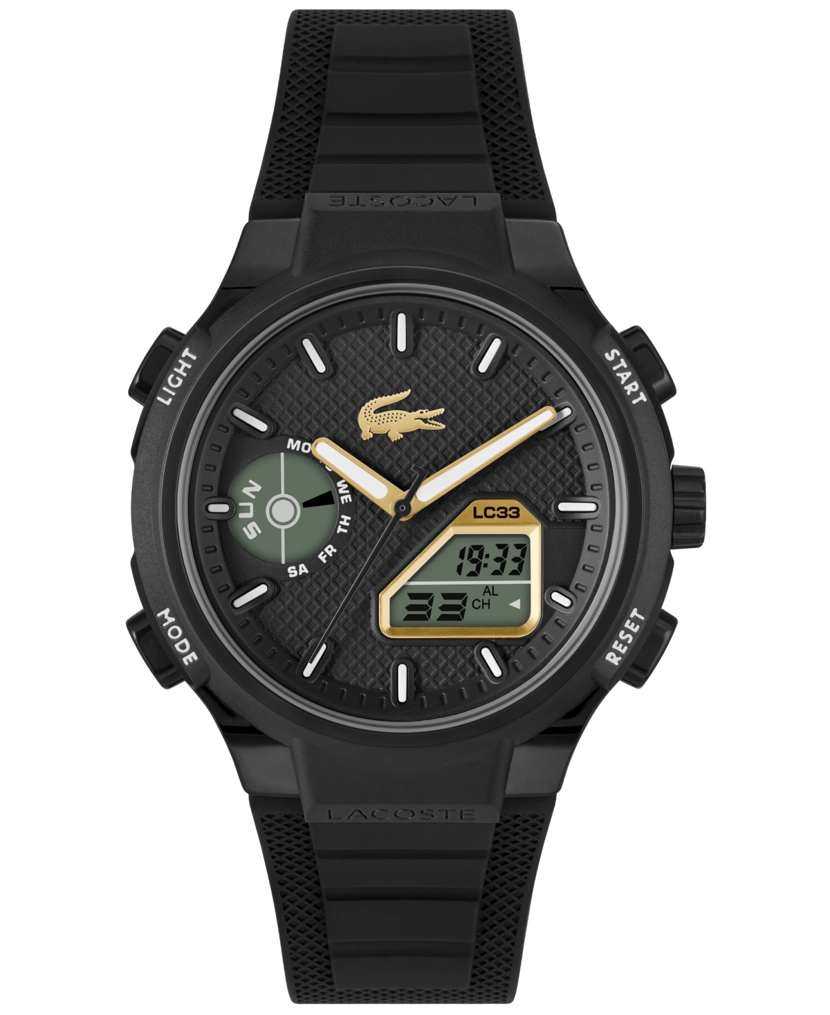 Men's LC33 Black Silicone Strap Watch, 44.8mm - Black
