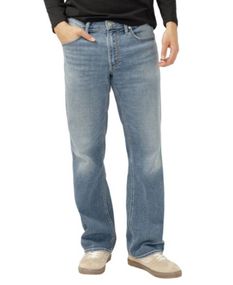 Мужские джинсы Silver Jeans Co. Zac Relaxed Fit Straight Leg Knit Flex, цвет: Bond