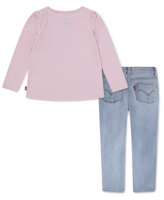 Little Girls 2-Piece Western Top and Star Jeans Set