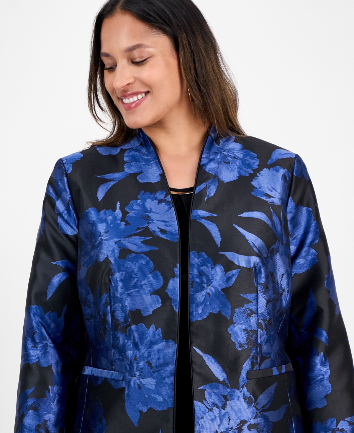 Kasper Plus Size Floral-jacquard Jacket