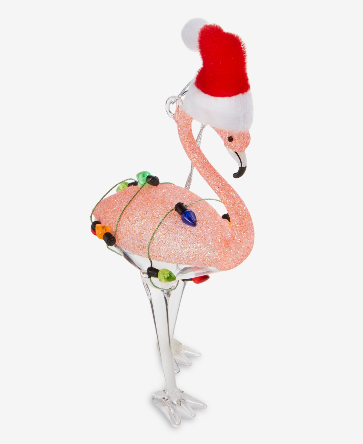 Holiday Lane Florida Santa Flamingo Glittered Ornament, Macy's Exclusive In Transparent