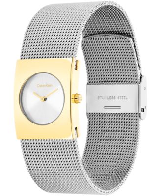Women's CK Pulse Silver Tone Stainless Steel Mesh Bracelet Watch 21.5mm