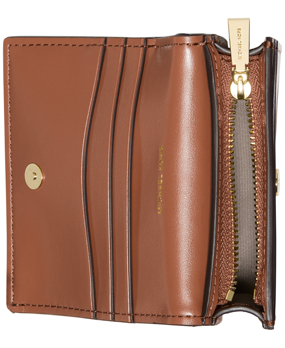 Michael Kors Hamilton Leather Compact Wallet In Brown