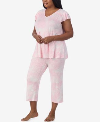 Plus Size Short Sleeve Cropped Pajama Set