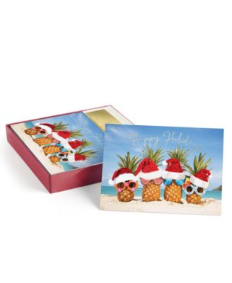 Pineapple Santas Holiday Boxed Cards