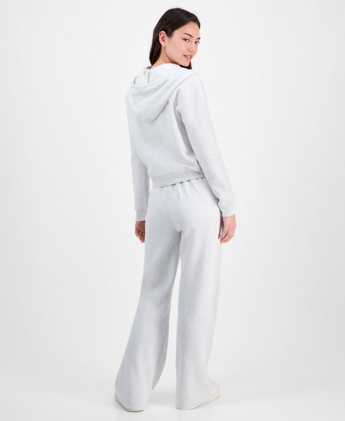 Planet Heart Juniors' Novelty Flare Fleece Sweatpants In White