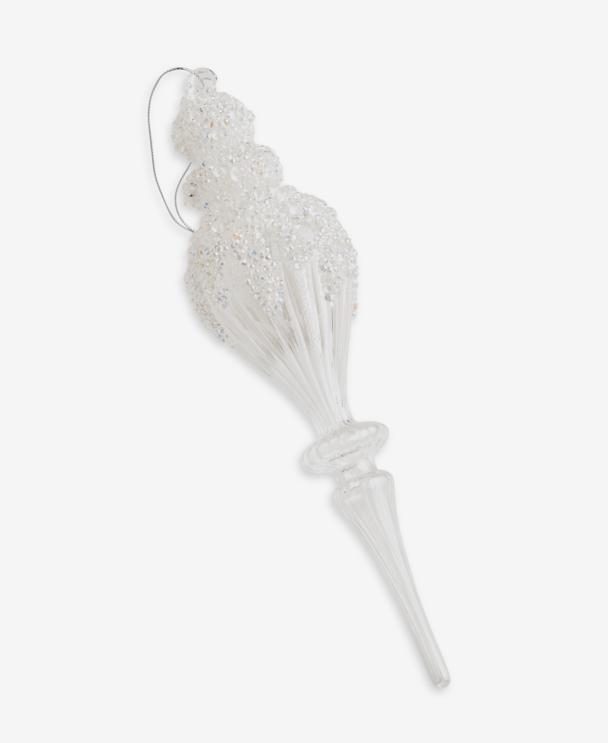 Holiday Lane Iced Delight Glass Frosted Finial Ornament, Macy's Exclusive In Transparent