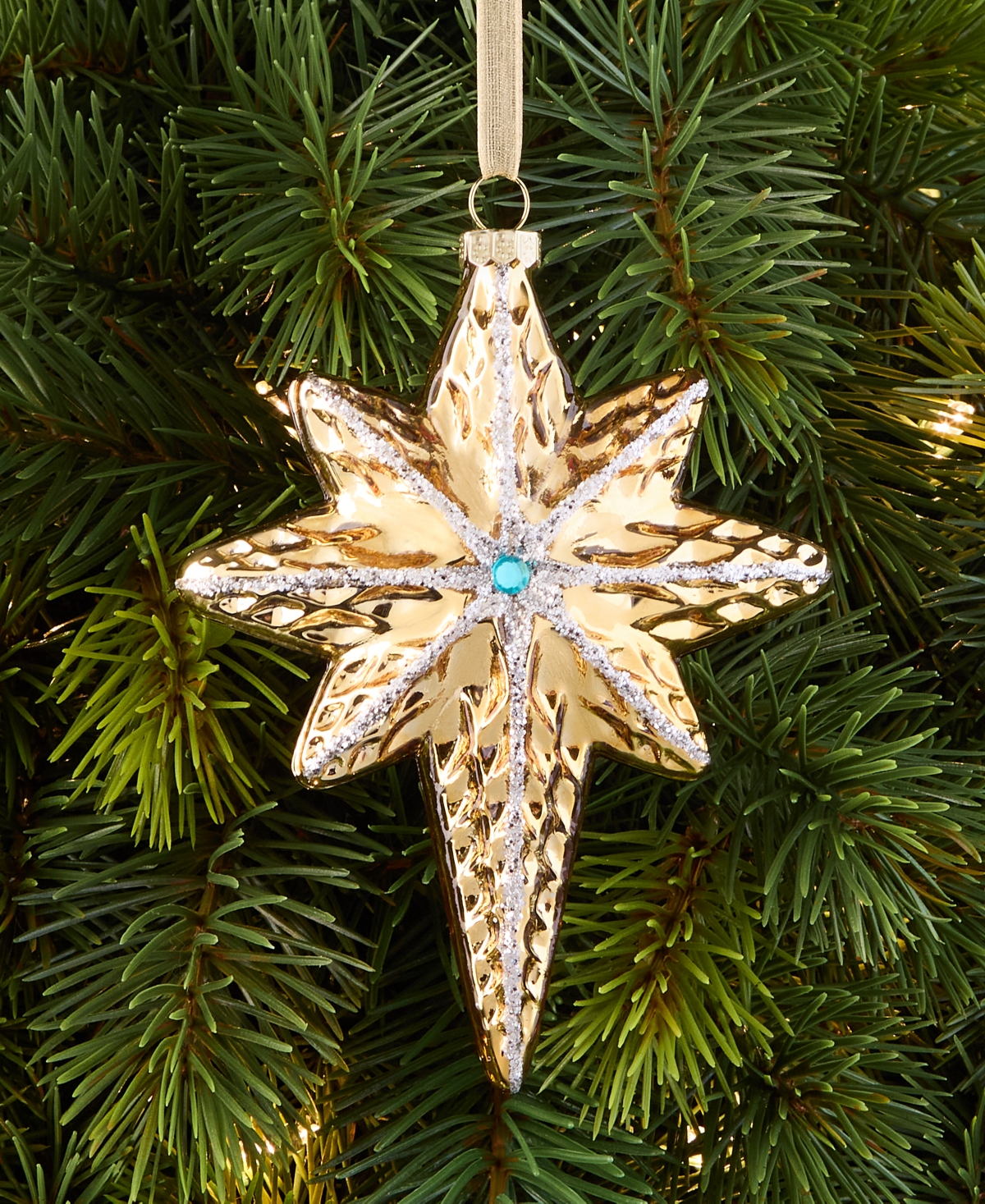 Holiday Lane Blessed Gold-Tone Glass Star Ornament, Macy's Exclusive